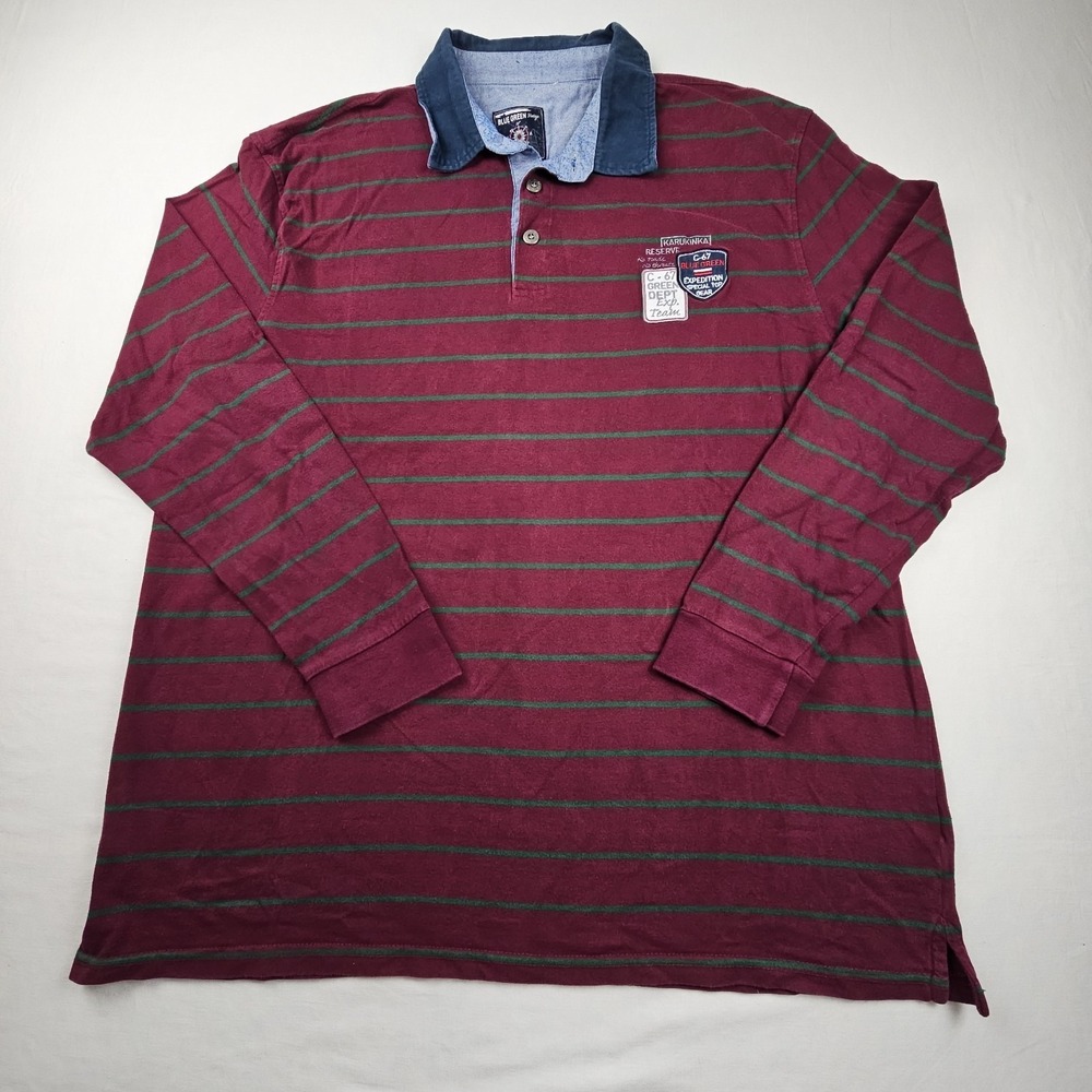 Blue Green Vintage Heritage Yachting Men's Striped‎ Rugby Polo Shirt Size S1